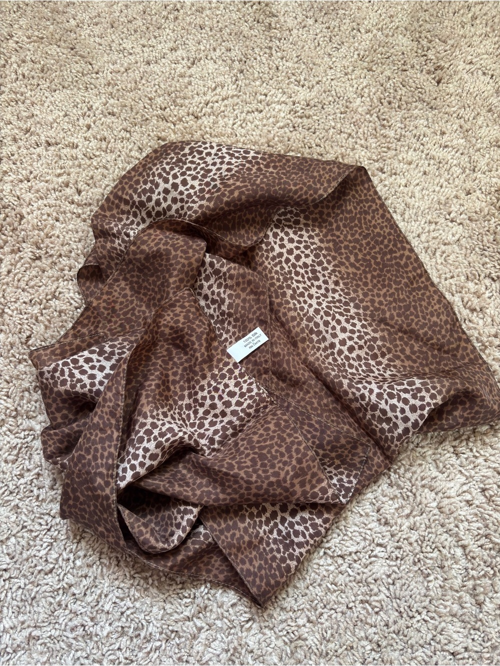 Womens Leopard-Print Brown 100% Silk Scarf made in Italy